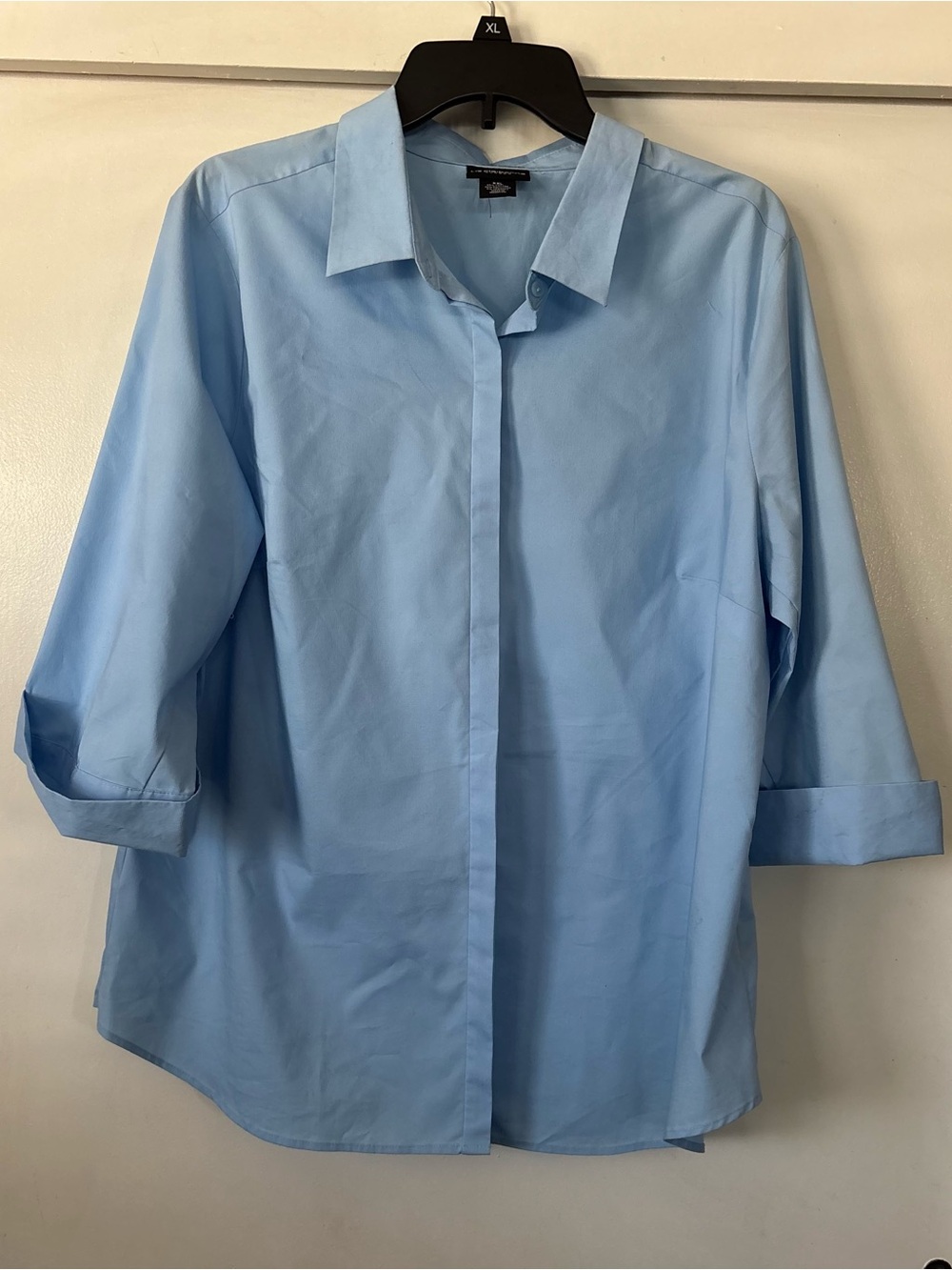 Liz Claiborne Pale Blue Stretch Cotton Career Blouse 2XL
